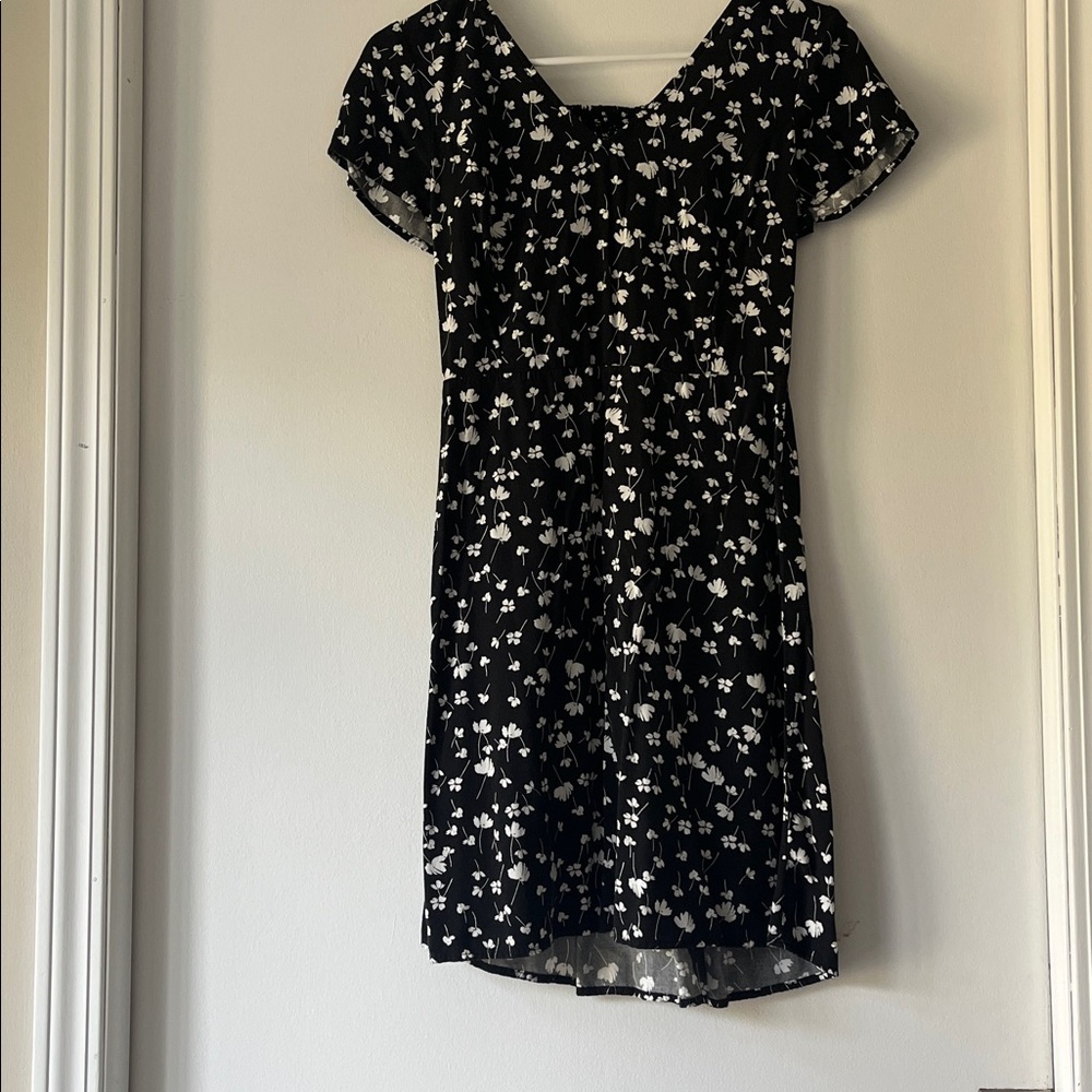 Old Navy Black Dress with White Floral Design